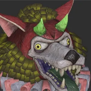 Glowing blue devil mask