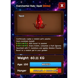 HUGE RUBY SQUID EVERCHANTED GROW A GARDEN 