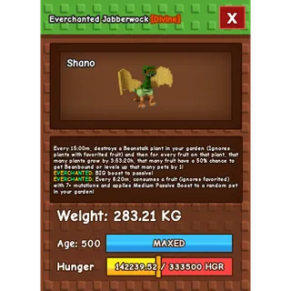HUGE JABBERWOCK EVERCHANTED GROW A GARDEN 