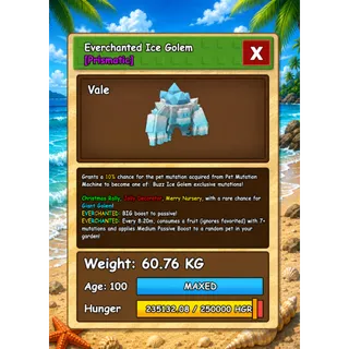 EVERCHANTED ICE GOLEM HUGE GROW A GARDEN 