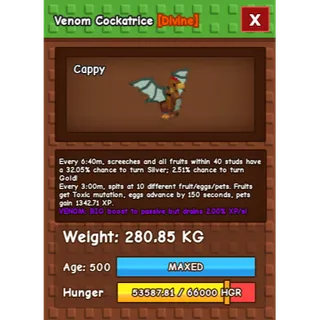 HUGE COCKATRICE VENOM