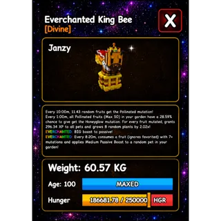 EVERCHANTED KING BEE HUGE GROW A GARDEN 
