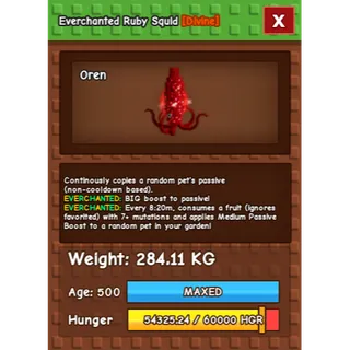 HUGE RUBY SQUID EVERCHANTED GROW A GARDEN 