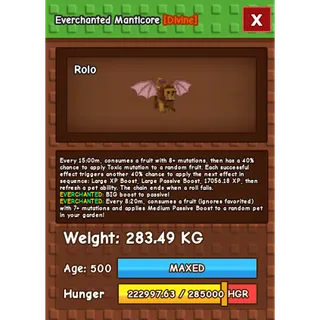 HUGE MANTICORE EVERCHANTED GROW A GARDEN 
