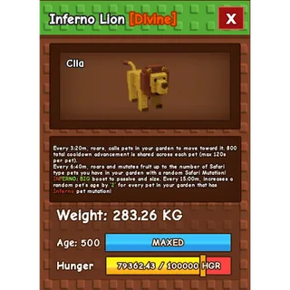 HUGE LION INFERNO GROW A GARDEN 