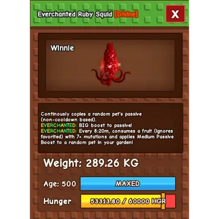 HUGE RUBY SQUID EVERCHANTED GROW A GARDEN 