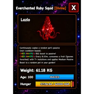 HUGE RUBY SQUID EVERCHANTED GROW A GARDEN 