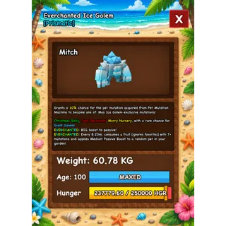 EVERCHANTED ICE GOLEM HUGE GROW A GARDEN 
