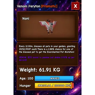 VENOM PERYTON HUGE GROW A GARDEN 