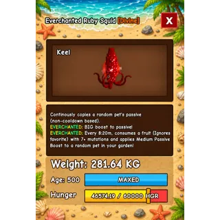 HUGE RUBY SQUID EVERCHANTED GROW A GARDEN 