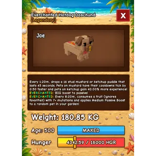 SEMI HUGE HOTDOG DASCHUND EVERCHANTED GROW A GARDEN 