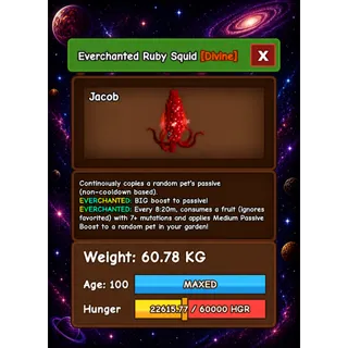 HUGE RUBY SQUID EVERCHANTED GROW A GARDEN 