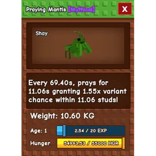 TITANIC GODLY PRAYING MANTIS GROW A GARDEN 