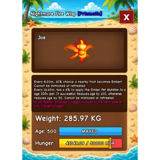 HUGE FIRE WISP NIGHTMARE GROW A GARDEN 