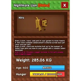 HUGE LION NIGHTMARE GROW A GARDEN 