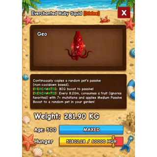 HUGE RUBY SQUID EVERCHANTED GROW A GARDEN 