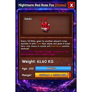 HUGE RED ROSE FOX NIGHTMARE