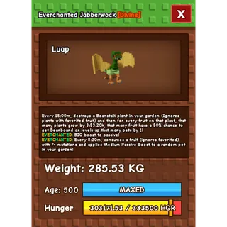 HUGE JABBERWOCK EVERCHANTED GROW A GARDEN 