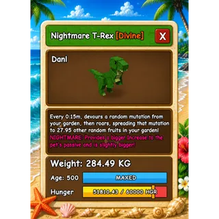 HUGE T-REX NIGHTMARE GROW A GARDEN 