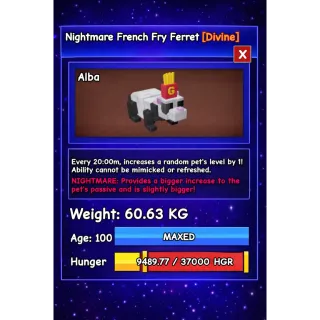 HUGE FRENCH FRY FERRET NIGHTMARE