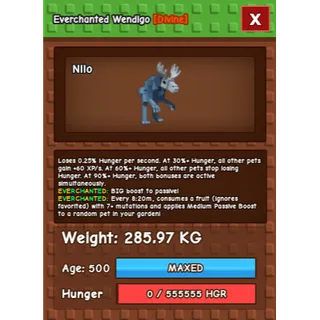 HUGE WENDIGO EVERCHANTED GROW A GARDEN 