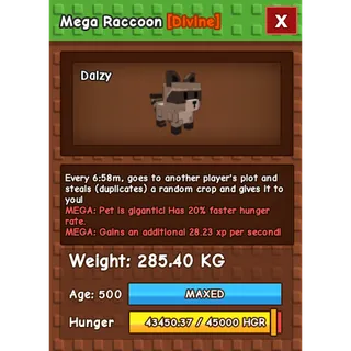HUGE RACCOON MEGA GROW A GARDEN 