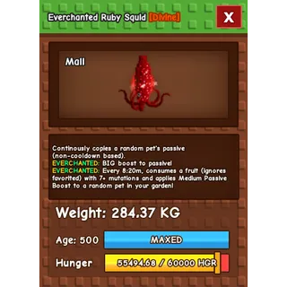 HUGE RUBY SQUID EVERCHANTED GROW A GARDEN 