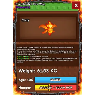 FIRE WISP EVERCHANTED HUGE GROW A GARDEN 