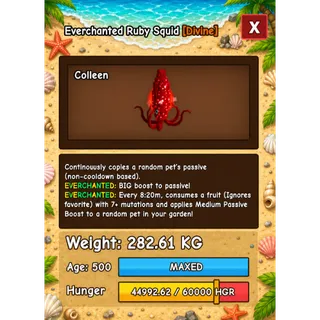 HUGE RUBY SQUID EVERCHANTED GROW A GARDEN 