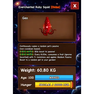 HUGE RUBY SQUID EVERCHANTED GROW A GARDEN 