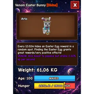 VENOM EASTER BUNNY HUGE GROW A GARDEN 