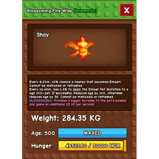 HUGE FIRE WISP BLOSSOMING GROW A GARDEN 
