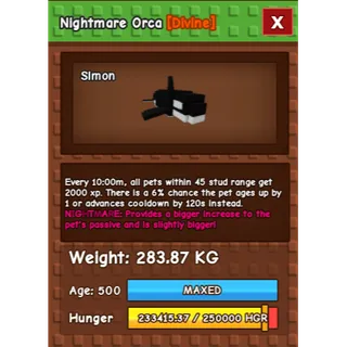 HUGE NIGHTMARE ORCA GROW A GARDEN 