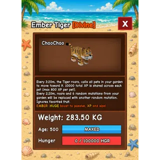 HUGE TIGER EMBER GROW A GARDEN 