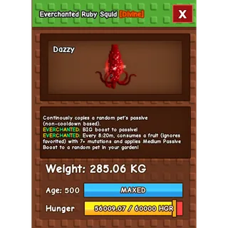 HUGE RUBY SQUID EVERCHANTED GROW A GARDEN 