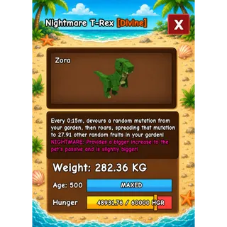 HUGE T-REX NIGHTMARE GROW A GARDEN 