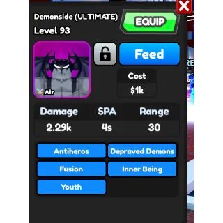 Demonside Ultimate exclusive unit (all stars tower defense)