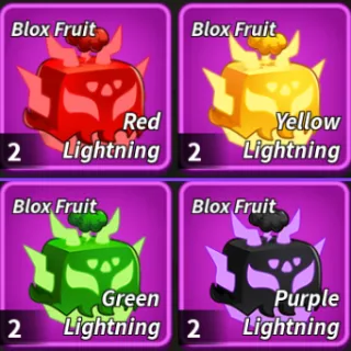 [BUNDLE] ALL LIGHTNING FRUIT SKINS (PURPLE, YELLOW, RED, GREEN) > BLOX FRUITS