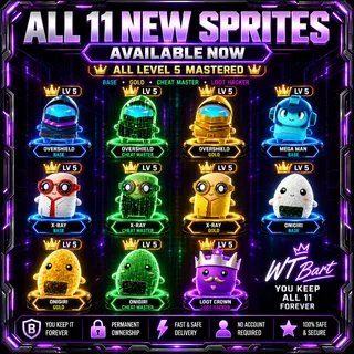Fortnite ALL 11 NEW SPRITES | LEVEL 5 MASTERED | BASE + GOLD + CHEAT MASTER | KEEP ALL 11