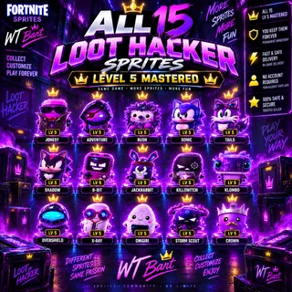 Fortnite ALL 15 LOOT HACKER SPRITES | LEVEL 5 MASTERED | COMPLETE SET | KEEP ALL FOREVER