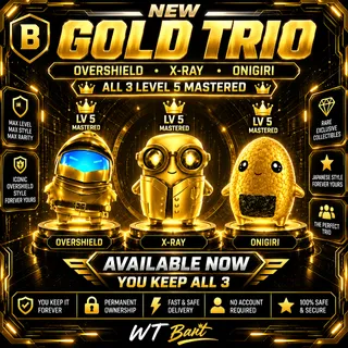 Fortnite GOLD TRIO | OVERSHIELD + X-RAY + ONIGIRI | ALL LEVEL 5 MASTERED | KEEP ALL 3