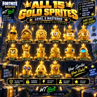 Fortnite ALL 15 GOLD SPRITES | LEVEL 5 MASTERED | COMPLETE GOLD COLLECTION | KEEP ALL FOREVER