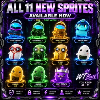 Fortnite ALL 11 NEW SPRITES | BASE + GOLD + CHEAT MASTER + LOOT HACKER | YOU KEEP ALL