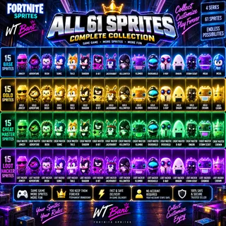 Fortnite ALL 61 SPRITES | COMPLETE COLLECTION | BASE + GOLD + CHEAT MASTER + LOOT HACKER