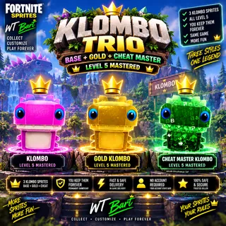 Fortnite KLOMBO TRIO | BASE + GOLD + CHEAT MASTER | ALL LEVEL 5 MASTERED | KEEP ALL 3