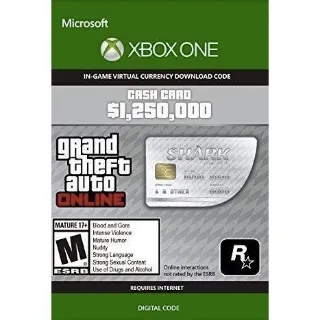 GTA V 5 Great White Shark Cash Card Xbox