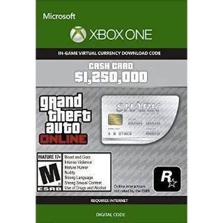 GTA V 5 Great White Shark Cash Card Xbox