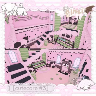 Panda Bamboo Polka Dot Kawaii Cutecore Adopt Me Home House Build Pet Grind House