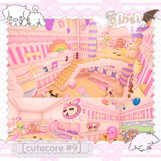 Pink Striped Rilakkuma Kawaii Cutecore Adopt Me Home House Build Pet Grind House