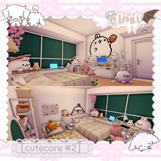 Molang Cream Bedroom Studio Kawaii Cutecore Adopt Me Home House Build